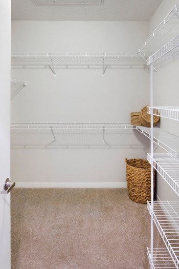 Walk-In Closets With Built-In Shelving at Town Trelago, Florida